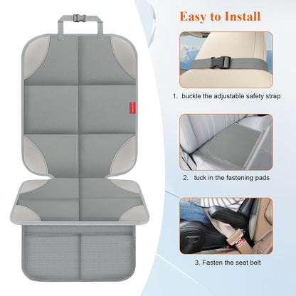Car Seat Protector for Child Car Seat, 600D Fabric Safe Car Seat Cover with Upgraded Non-Slip Backing, Waterproof Seat Protector Under Baby Car Seat with Thick Padding for Car Back Front Seat