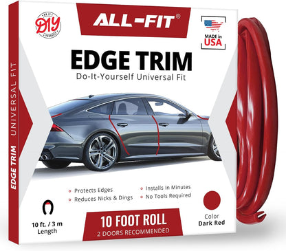 All-Fit Automotive Car Door Edge Protector – Universal DIY Edge Trim to Prevent Scratches & Dings – Flexible Adhesive Molding Trim for Cars, Trucks & SUVs (10 Ft - Black)
