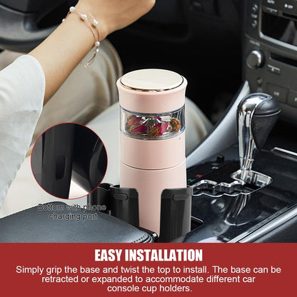 2 in 1 Car Cup Holder Expander with Phone Holder, 2.6"-3.93" Vehicle Cupholder Extender Adapter with Expandable Base, Auto Interior Water Bottle Accessories, Universal fit