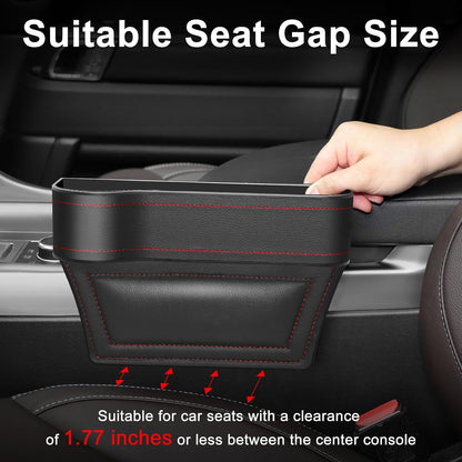 Car Seat Gap Filler, 2 Pack Car Seat Gap Filler Organizer with Cup Holders & 2 Seat Hooks, Car Console Storage Organizer, Car Organizer Front Seat for Storing Phones, Keys, Drinks, Sunglasses