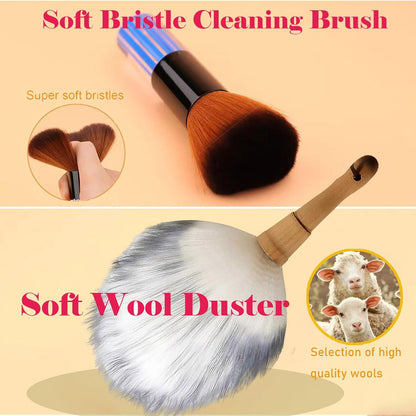 Car Interior Dusting Brush Auto Dust Sweeping Soft Brush Automotive Mini Duster Interior Cleaning Brush for Car Air Vent,Dash,Seat Microfiber Sweep Detailing Brushes Dust Removal Tools 3PCS