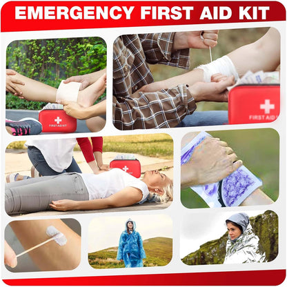 First Aid Kit for Home Car Travel 107 Piece Emergency Kits for Hiking Camping Small Trauma Kit for Boat Vehicle Lightweight Compact Pocket Aid Kit for Sports Outdoor Survival