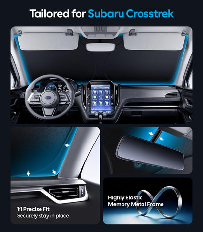 Wigoo Tesla New Model Y Accessories Windshield Sunshade [OEM Design, 100% Sun Blockage] Foldable Heat Insulation Sunshade with Storage Bag, for Model Y 2020~2026 (Juniper), Silver Coating - Colors A