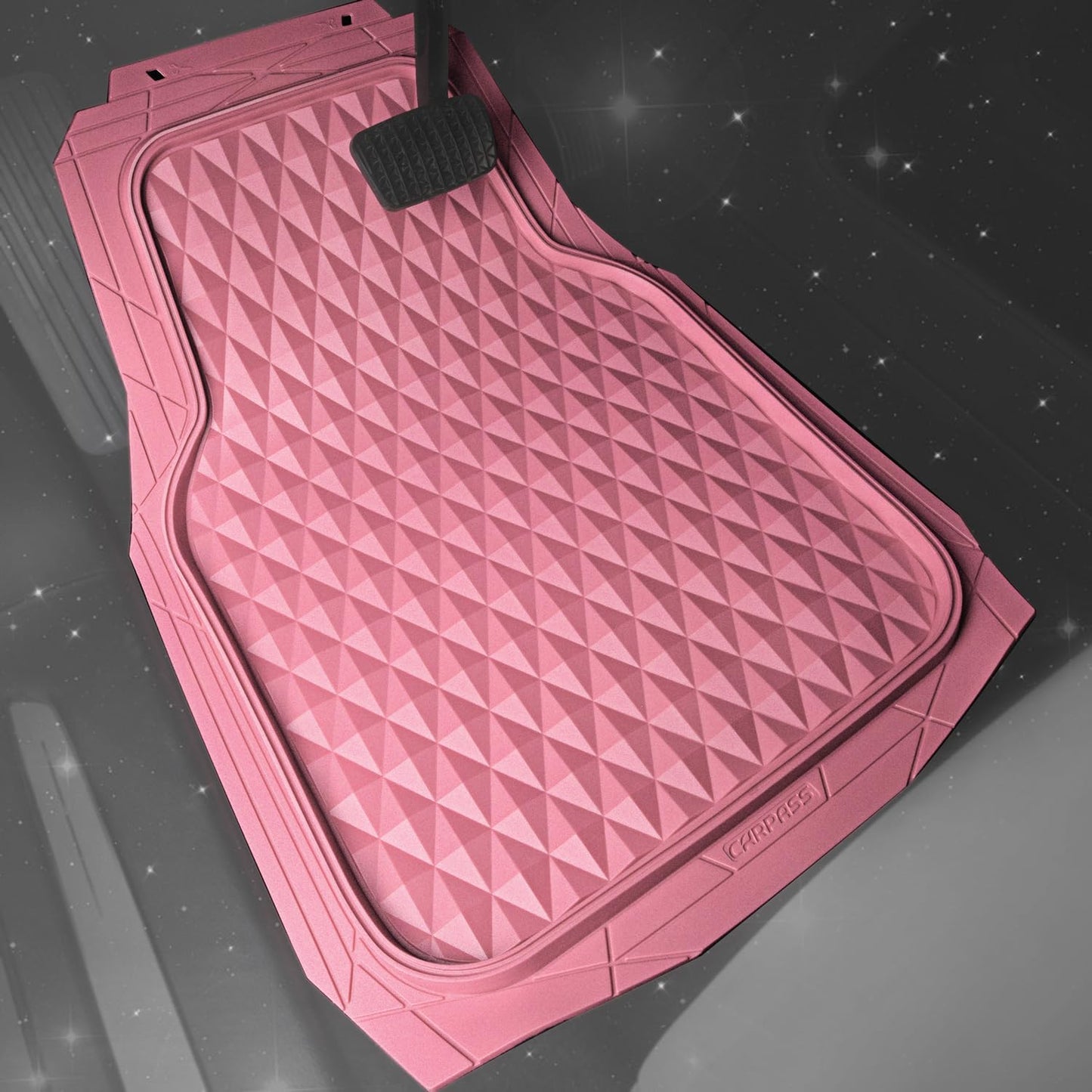 CAR PASS Heavy Duty Rubber Car Mats, Deep Dish All-Weather Floor Mat for Car Full Set Durable Anti-Slip 3D Rhombus Waterproof Trim to Fit Liner Universal Fit Automotive,Sedan,SUV,Truck, 3 Piece Black