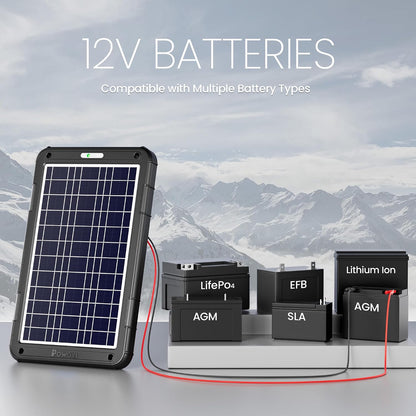 POWOXI Upgraded 7.5W-Solar-Battery-Trickle-Charger-Maintainer-12V Portable Waterproof Solar Panel Trickle Charging Kit for Car, Automotive, Motorcycle, Boat, Marine, RV,Trailer, Snowmobile, etc.