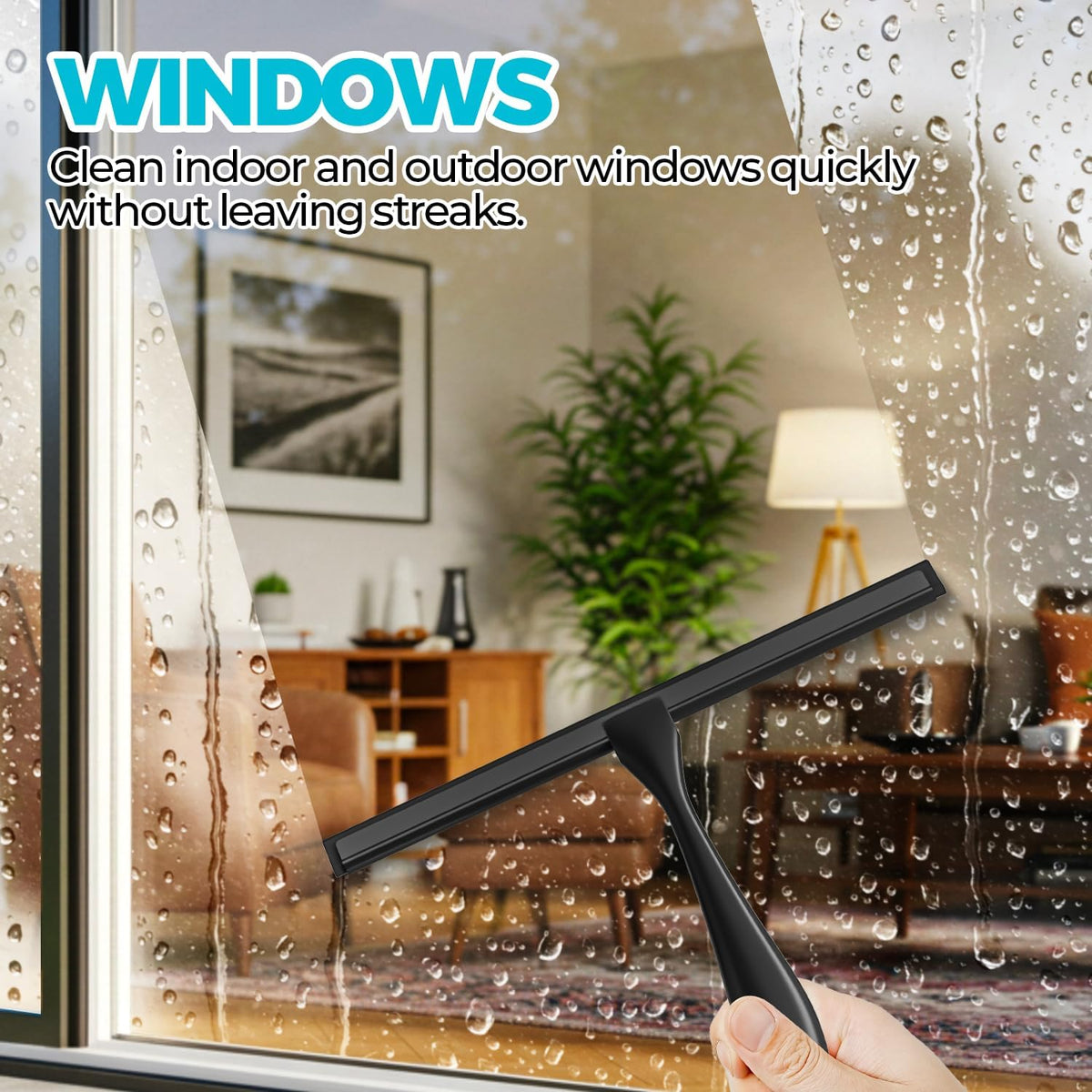 ALFLOD 2PACK Shower Squeegee for Glass Doors, Squeegee for Shower Glass，All-Purpose Tile Walls, Bathroom, Window, Glass and Car Windshield, Mirrors and Kitchen-Stainless Steel, 10 Inches, Silver
