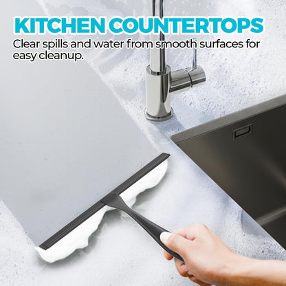 ALFLOD 2PACK Shower Squeegee for Glass Doors, Squeegee for Shower Glass，All-Purpose Tile Walls, Bathroom, Window, Glass and Car Windshield, Mirrors and Kitchen-Stainless Steel, 10 Inches, Silver