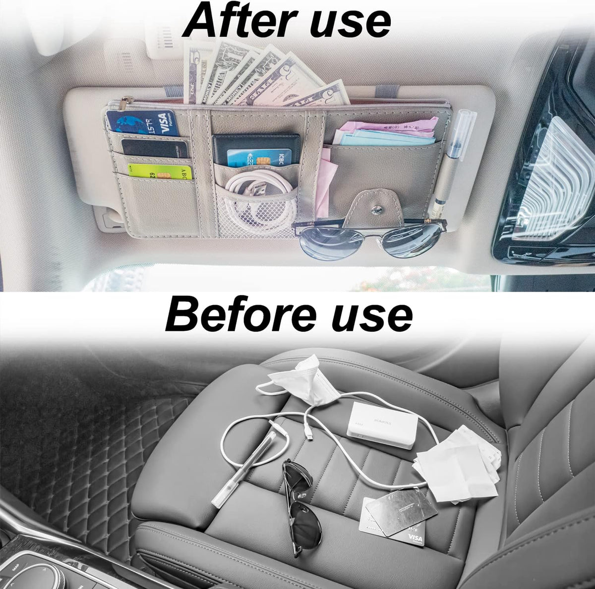 Keedolla Car Sun Visor Organizer, Truck Visor Organizer Car Sun Storage Pocket Pouch Case Bag for Sunglasses, Cards, Pens and Document - Pink