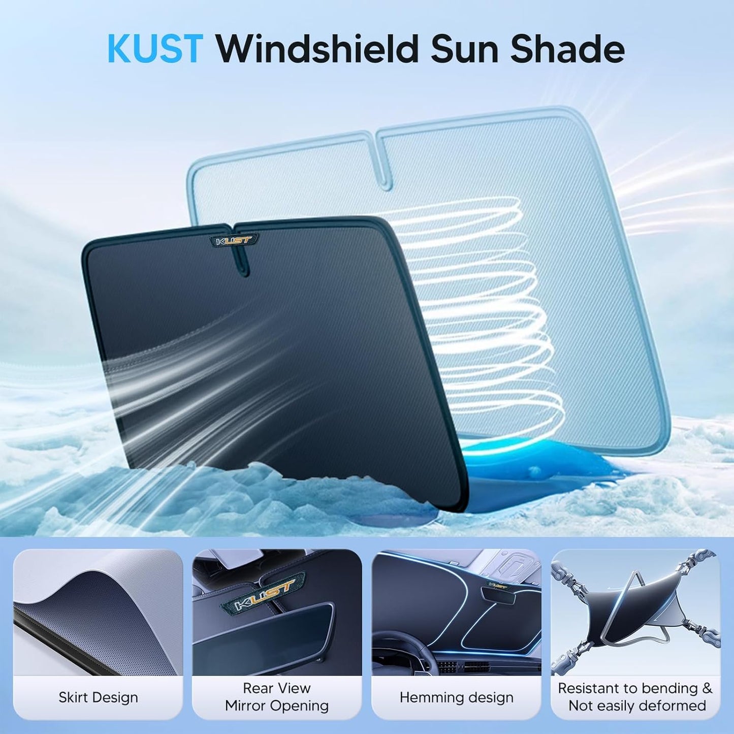 KUST Windshield Sun Shade for Toyota RAV4 2019-2022 2023 2024 2025 2026 Window Accessories Shade Sun Visor Cover Foldable Block UV Rays - Colors E