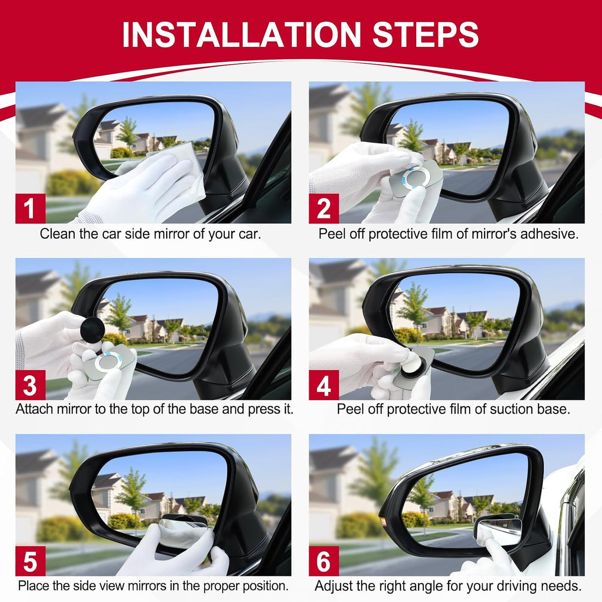 LivTee Blind Spot Mirrors, HD Glass Frameless Convex Rear View Mirrors, Wide Angle Adjustable Stick for Side Mirror, Automotive Exterior Accessories for Car, SUV & Trucks, Pack of 2