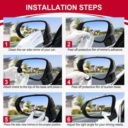 LivTee Blind Spot Mirrors, HD Glass Frameless Convex Rear View Mirrors, Wide Angle Adjustable Stick for Side Mirror, Automotive Exterior Accessories for Car, SUV & Trucks, Pack of 2