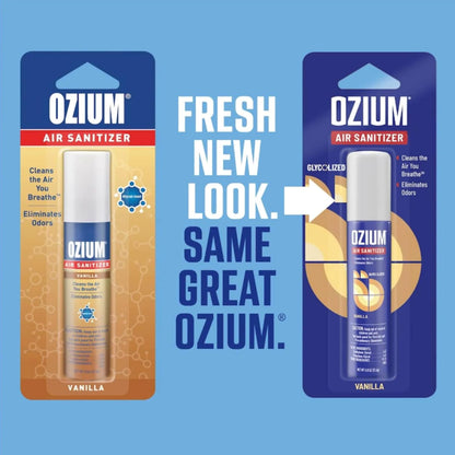 Ozium 0.8 oz. Air Sanitizer & Odor Eliminator for Homes, Cars, Offices and More, Vanilla Scent, Pack of 4