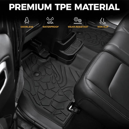 Floor Mats for Jeep Cherokee 2019-2023, All Weather Floor Mats Trunk Cargo Liner with Backrest Protectors and Door Sill Guards Accessories, Full Coverage Set
