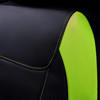 Flying Banner Carbon Fiber Leather Vehicle Seat Covers, Leopard Gray Black, Universal Fit - 8PCS