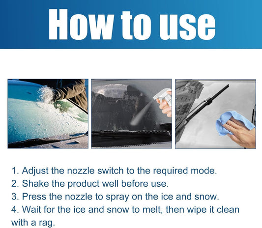 De - Icer for Car Windshield Defroster, Window Snow Spray, Deicing Spray, Melting Spray, Deicer for Car Windshield, Winter Car Essentials, Fast Ice & Snow Melting Spray 60ml (2pcs)