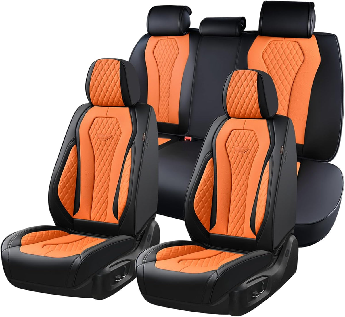 Coverado Seat Covers, Car Seat Covers Full Set, Black Car Seat Cover, Car Seat Covers Front Seats Back Seat Cover, Waterproof Car Seat Cushion, Leather Seat Covers Seat Protector Fit for Most Cars