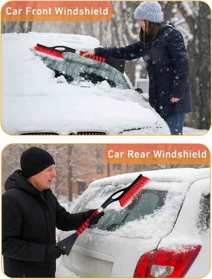 EcoNour 27" Aluminum Ice Scrapers for Car Windshield | Car Snow Scraper Window and Snow Brush with Ergonomic Foam Grip Winter Accessories (Orange)