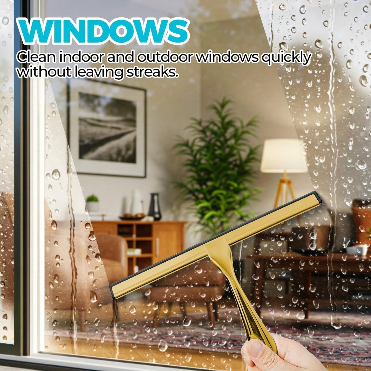 ALFLOD 2PACK Shower Squeegee for Glass Doors, Squeegee for Shower Glass，All-Purpose Tile Walls, Bathroom, Window, Glass and Car Windshield, Mirrors and Kitchen-Stainless Steel, 10 Inches, Silver