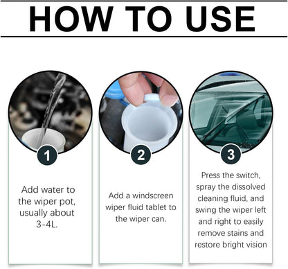 Surakey 100g Car Windshield Washer Fluid Concentrated Clean Tablets,Windshield Wiper Fluid Solid Effervescent Tablet, Remove Glass Stains,Clear Vision Professional Car Window Cleaner