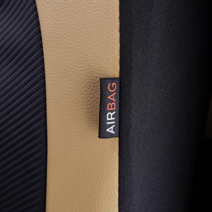 Flying Banner Carbon Fiber Leather Vehicle Seat Covers, Leopard Gray Black, Universal Fit - 8PCS