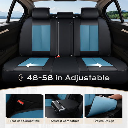 Coverado Seat Covers Full Set, Black Seat Covers for Cars 5 Seats, Car Seat Protector, Waterproof Nappa Leather Car Seat Cushion, Front and Rear Car Seat Cover Fit for Most Sedans SUV Pick-up Truck - Colors A