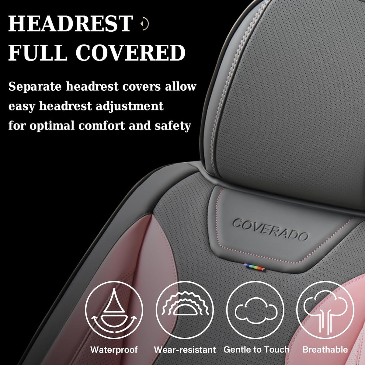 Coverado Car Seat Covers, Seat Covers Full Set, 5 Seats Automotive Seat Cover, Mesh Breathable Seat Protectors, Universal Fit for Most Cars