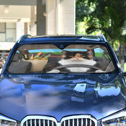 Black Leopard Car Windshield Sun Shade Animal Skin Print Foldable UV Ray Sun Visor Protector Sunshade to Keep Your Vehicle Cool (51" x 27.6")