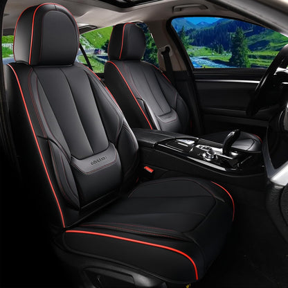Coverado Seat Covers Full Set, Black Seat Covers for Cars 5 Seats, Car Seat Protector, Waterproof Nappa Leather Car Seat Cushion, Front and Rear Car Seat Cover Fit for Most Sedans SUV Pick-up Truck - Colors A