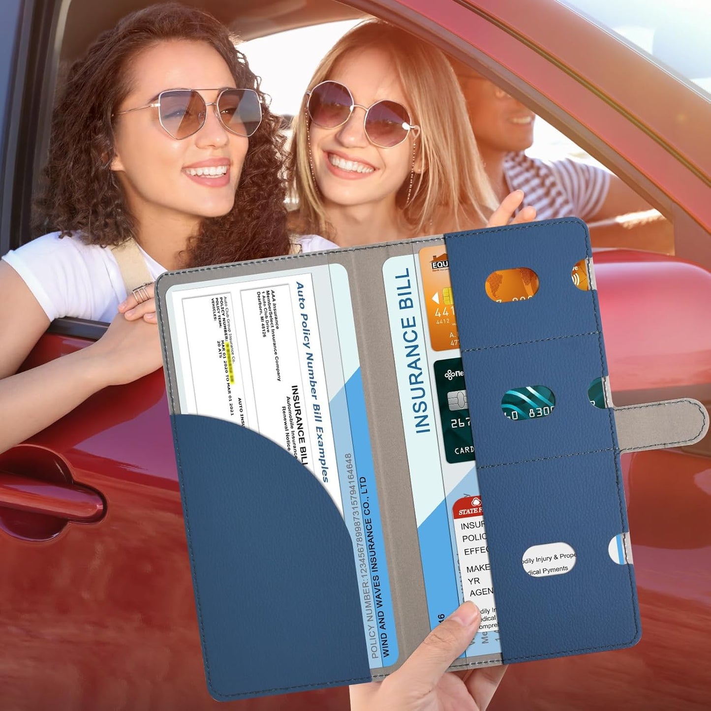 RSAquar Car Registration and Insurance Holder, Vehicle Glove Box Organizer Cool Car Accessories, Auto Truck Document Holder for Cards, Driver License, Black Glitter