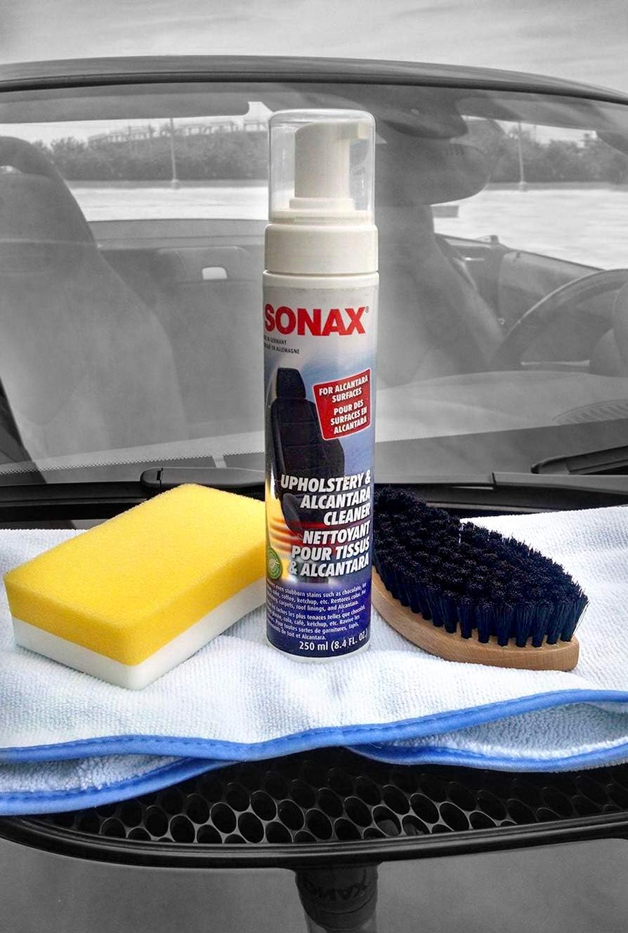 SONAX Upholstery & Alcantara Cleaner Foam | Interior Cleaner for Synthetic Suede, Fabric Seats, Carpet, Door Panels, Headliners & Trim | Removes Dirt, Oils, Stains & Grime Build-Up | 8.45 oz | 250 ml