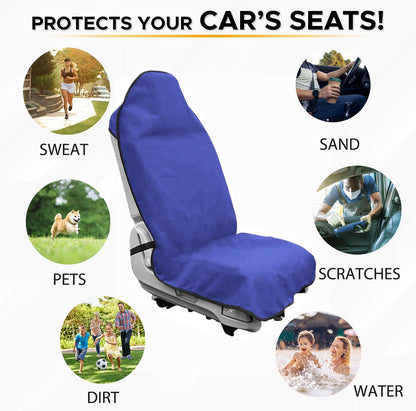 Waterproof Sweating Car Seat Cover for Post Gym Workout, Running, Swimming, Beach and Hiking, Universal Fit Non-Slip Towel Bucket Seat Protector for Cars SUV Trucks, Machine Washable (Grey)