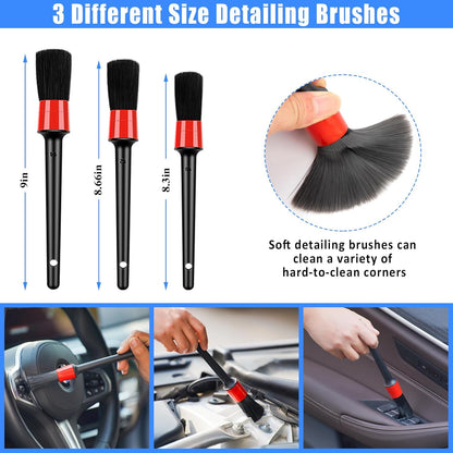 Car Detailing Kit, Car Detailing Brush Set with Vacuum, Bendable Car Wheel Rim Cleaner Brush Set, Car Detailing Brushes, Car Wash Cleaning Tools Kit for Interior, Exterior, Wheels, Blue