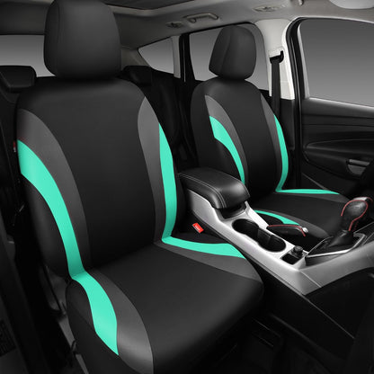 CAR PASS Line Rider Sporty Front Seat Covers,Gray Car Seat Covers Two Front Seats Only, Airbag Compatible,Universal Fit Sedans,Cars,Vans,SUV,Truck(Black and Gray)