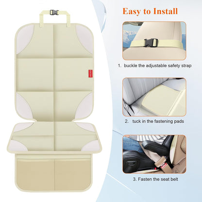 Car Seat Protector for Child Car Seat, 600D Fabric Safe Car Seat Cover with Upgraded Non-Slip Backing, Waterproof Seat Protector Under Baby Car Seat with Thick Padding for Car Back Front Seat
