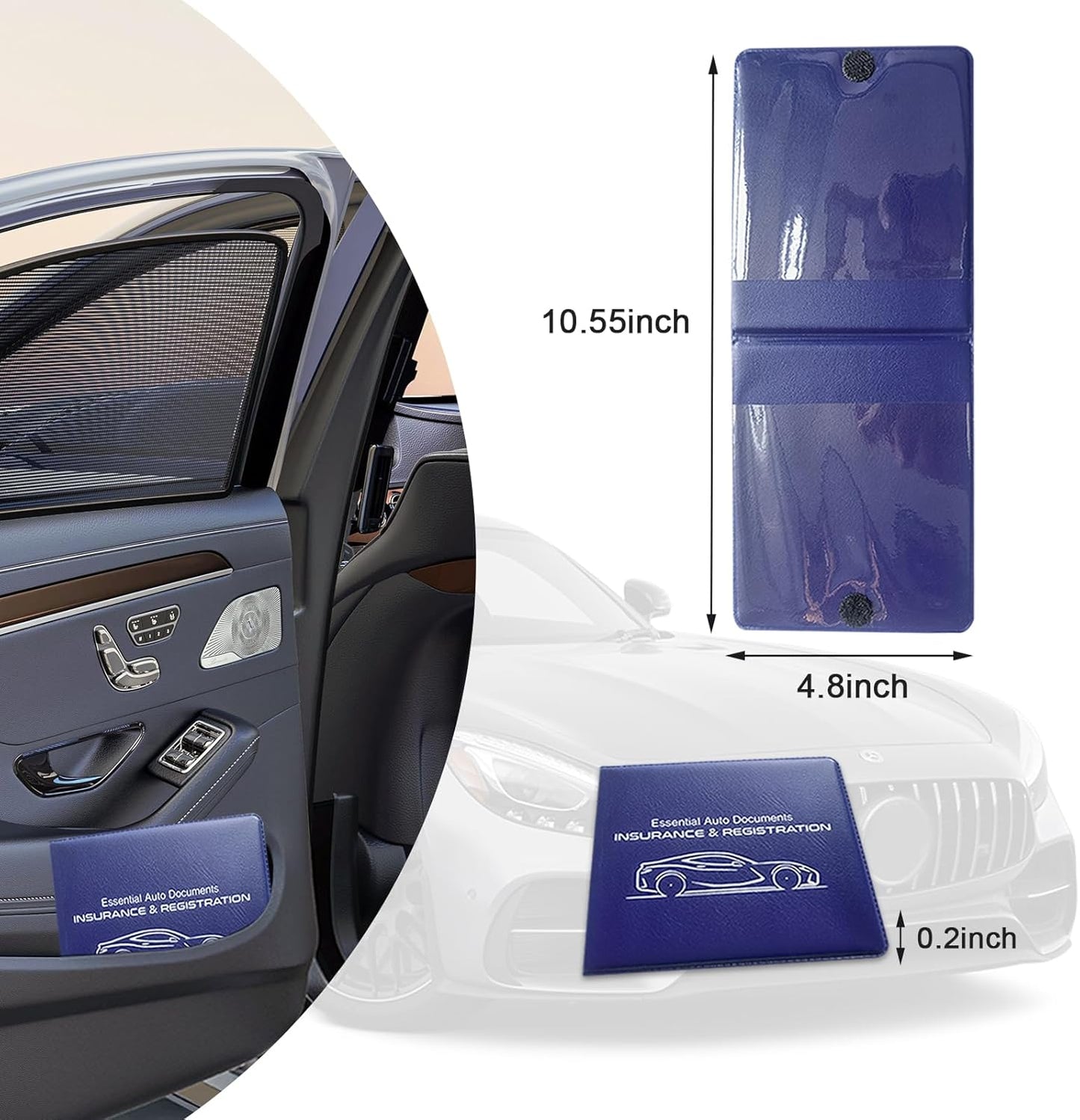 Ziciner Car Registration Insurance Holder, 2Pack Essential Auto Card Document Glove Box Organizer with Touch Fastener, Vehicle Interior Accessories Perfect for Most Car, Truck, SUV (Red/Small Car)