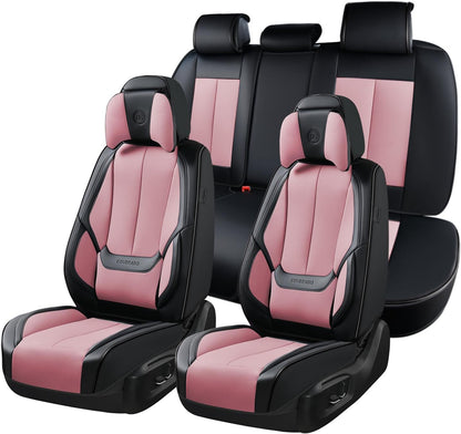 Coverado Seat Covers Full Set, Black Seat Covers for Cars 5 Seats, Car Seat Protector, Waterproof Nappa Leather Car Seat Cushion, Front and Rear Car Seat Cover Fit for Most Sedans SUV Pick-up Truck - Colors A