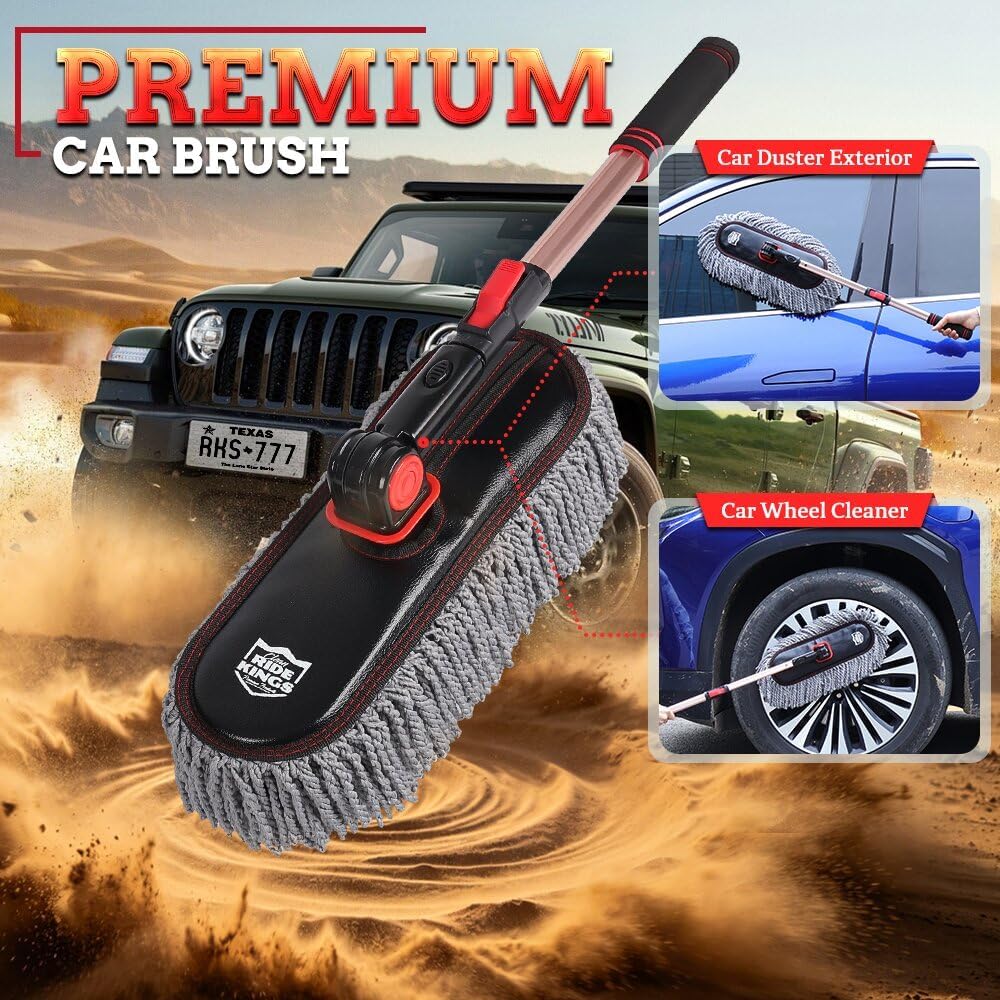 Car Duster Exterior Scratch Free,Soft Car Brush Kit for Truck,SUV,RV and Motorcycle,Wax Cotton Hair,Dusters with Extendable Handle,Duster for Cleaning,Dust Pollen Removing,No Lint