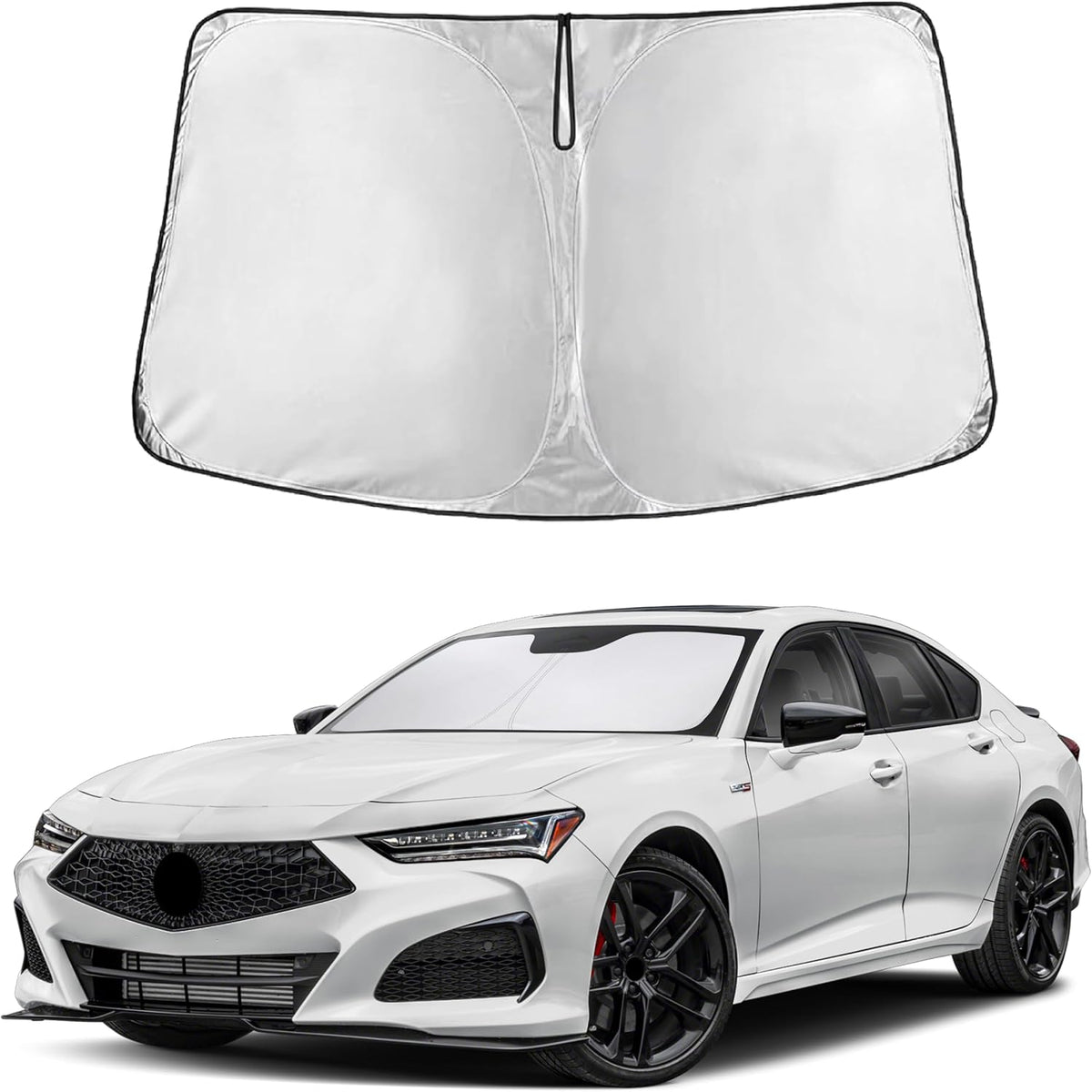 EcoNour Car Windshield Sun Shade | 2025 Upgraded Innovative No-Light-Pass Technology for Maximum Coverage | Foldable Sun Shade Keeps Your Vehicle Cool | Must-Have Car Accessories | Small (59" x 29") - Colors H