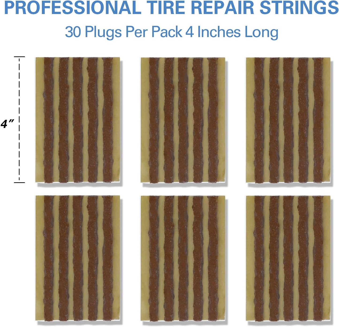 CKAuto 30pcs 4" Black Tire Repair Strings, Automotive Tool Tire Repair Plugs for Tubeless Off-Road Tires Car, Bike, ATV, UTV, Wheelbarrow, Mower