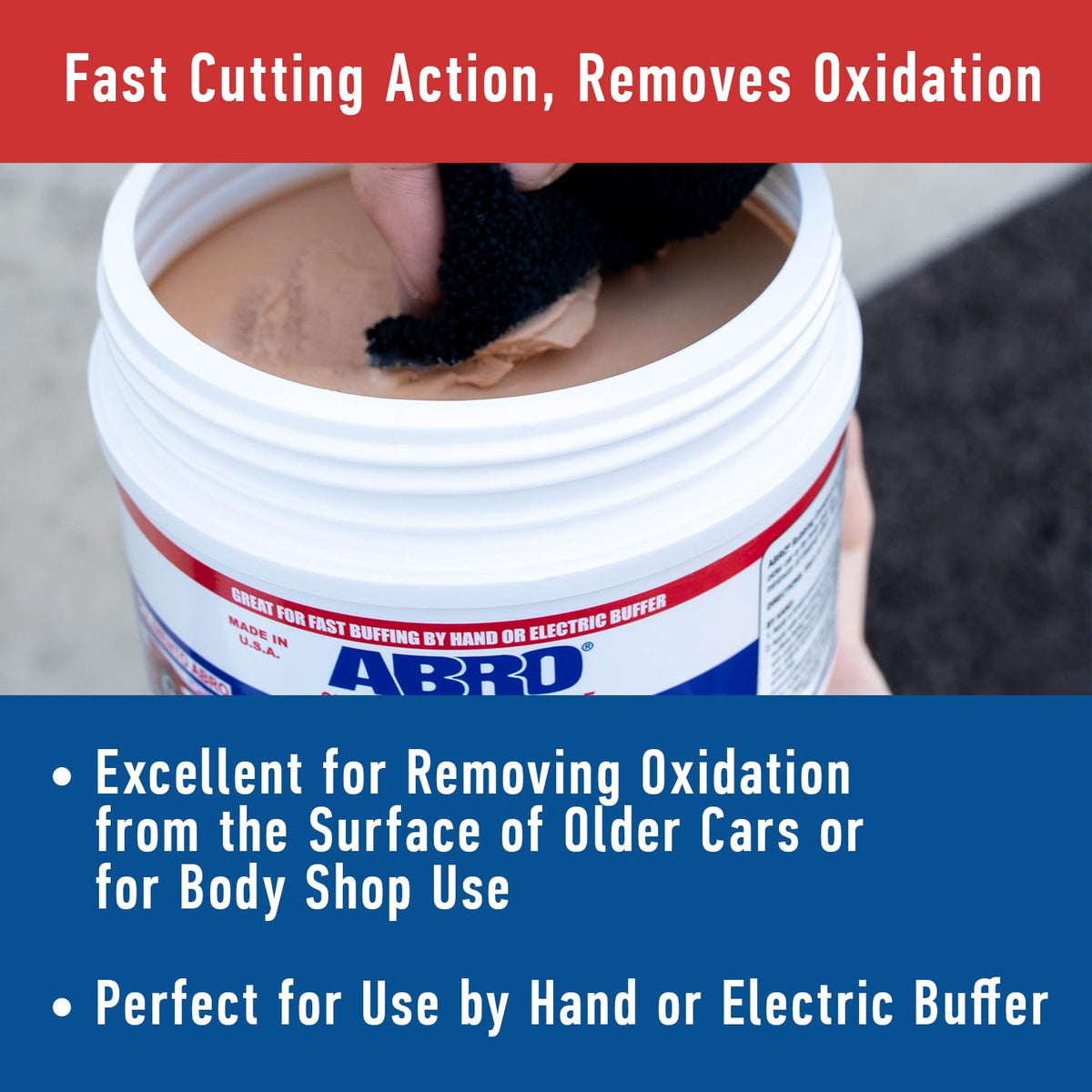 ABRO Polishing Compound 10 oz — Fine Cut Car Polish & Scratch Remover for Vehicles, Oxidized Paint, Swirl Marks, Scuffs, Dull Finish, Buffing & High-Gloss Auto Detailing