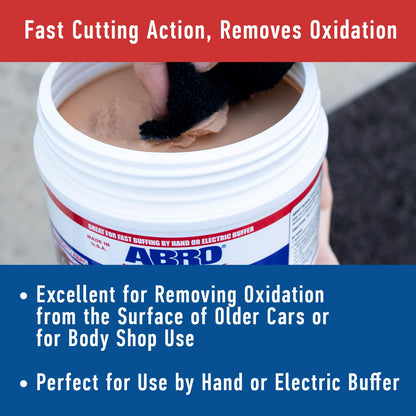 ABRO Polishing Compound 10 oz — Fine Cut Car Polish & Scratch Remover for Vehicles, Oxidized Paint, Swirl Marks, Scuffs, Dull Finish, Buffing & High-Gloss Auto Detailing