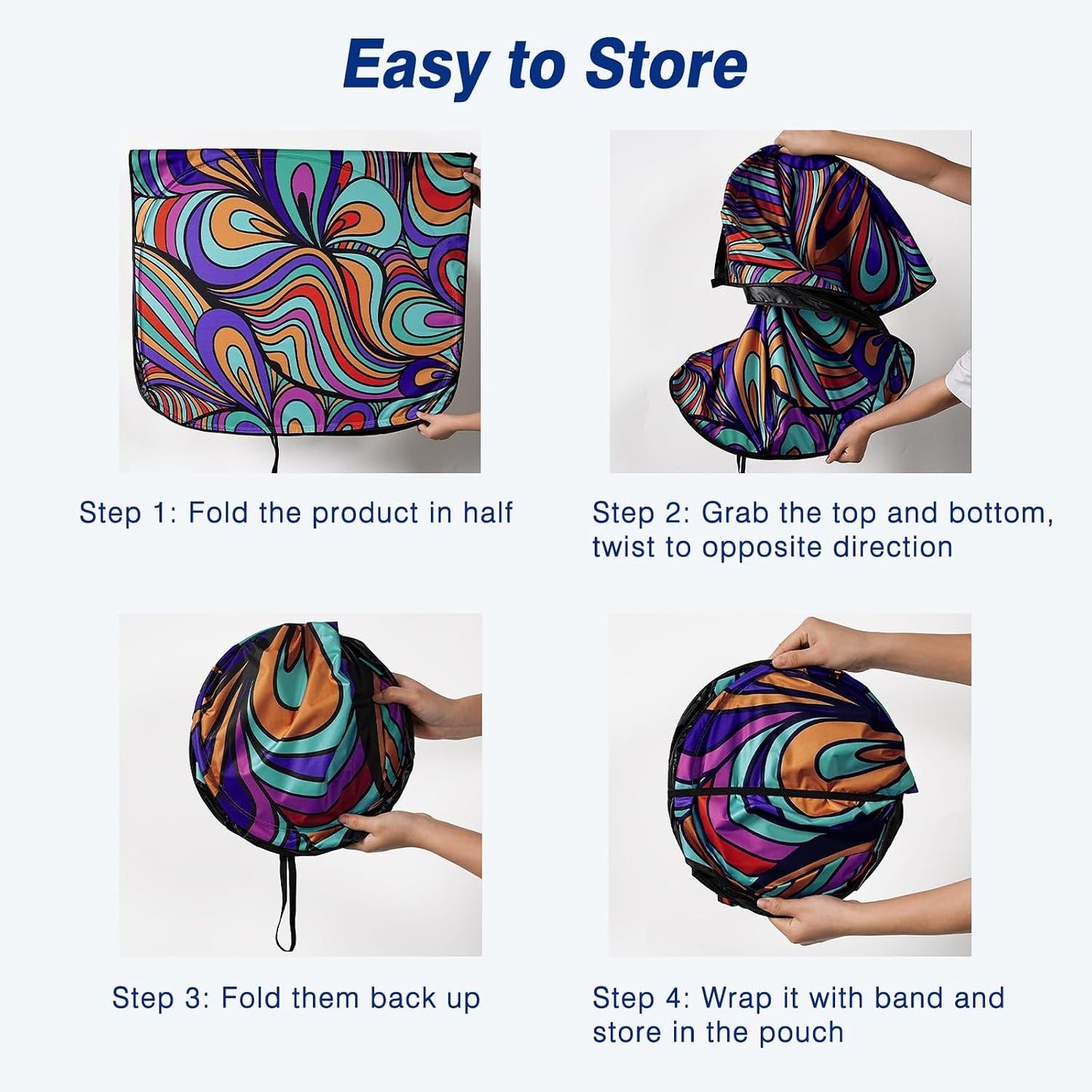 Windshield Sun Shade - Car Sun Shade Windshield, Reflector Sunshade Offers Ultimate Protection for Car Interior, Foldable Front Window Fit for Hatchback, Truck, SUV, MPV