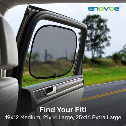Enovoe Car Window Shades for Baby (4 Pack) - 21"x14" - Sun Shade Blocker, Cling - Glare Shield and UV Rays Protection for Your Child - Side Windows Screens for SUV- Mesh Window Shades for Car Baby