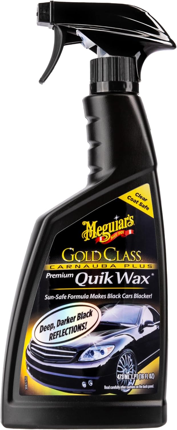 Meguiar's G7716 Gold Class Carnauba Quik Wax, Special Blend for Richness and Shine, Clear Coat Safe Meguiar's Quik Wax, Spray that Leaves Lasting Results without Residue, 16 Oz Containe