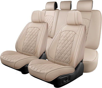 Car Seat Covers Full Set, Pink Leather Seat Covers for Car 5 Seats, Waterproof Car Seat Protector Front Seats Back Seat Cover, Automotive Carseat Cover Universal Fit for Most Cars SUV