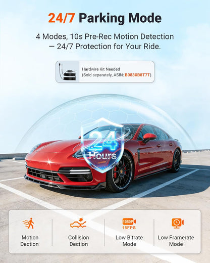 Vantrue New N4S 3 Channel Dash Cam, STARVIS 2 Night Vision, Front Rear Inside Dashcam for Cars, Front and Rear Dual Channel, PlatePix™ Tech, Parking Mode, Wi-Fi, GPS, 2" IPS, Support 1TB (RC18)