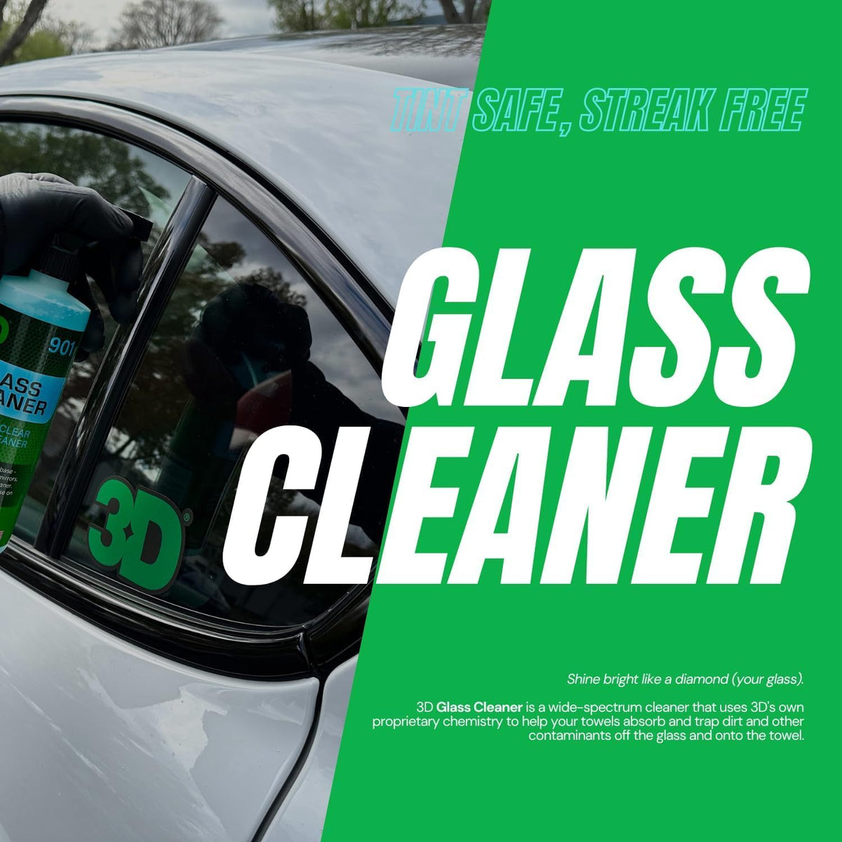 3D Glass Cleaner - Ready to Use, Tint Safe, Streak Free Glass Cleaner - Gallon