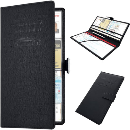 RSAquar Car Registration and Insurance Holder, Vehicle Glove Box Organizer Cool Car Accessories, Auto Truck Document Holder for Cards, Driver License, Black Glitter