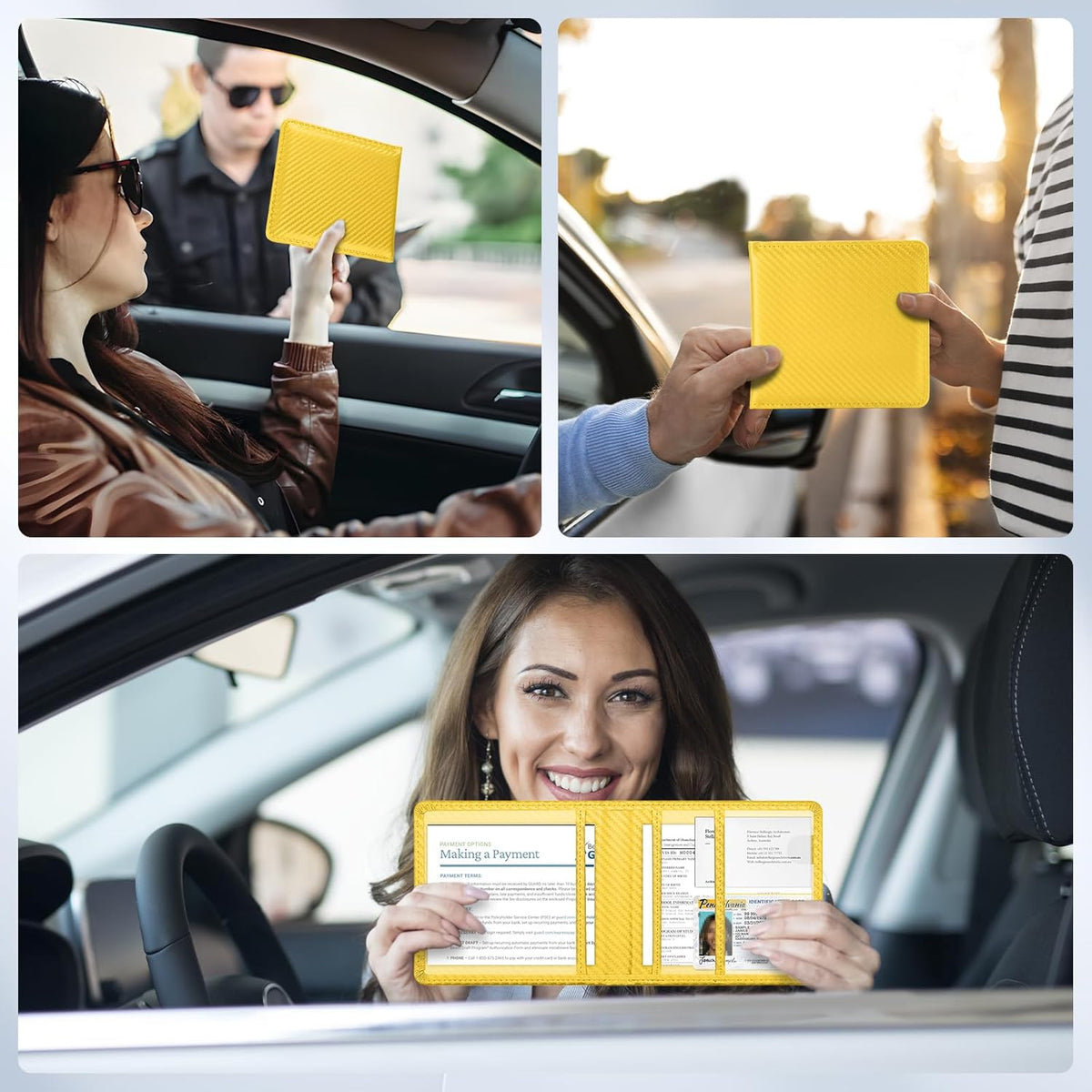 Car Registration and Insurance Card Holder，Vehicle Glove Box Car Organizer，Accessories Case for Storing Driving Licences, Cards, Documents