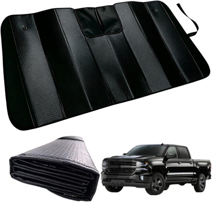 GWUSKDT Car Sun Shade, Sun Protector,Foldable Front Window Shade-Thicken 5-Layer Bubble for Auto Windshield UV Protection and Heat Reflector 58"x 27.5" (Blue)